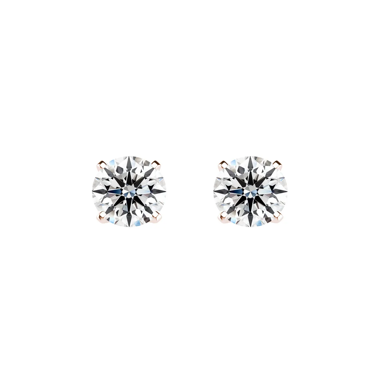 1 Carat Lab Grown Diamond Stud Earrings In 14K Rose Gold