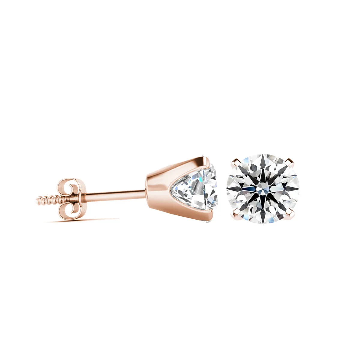 1 Carat Lab Grown Diamond Stud Earrings In 14K Rose Gold