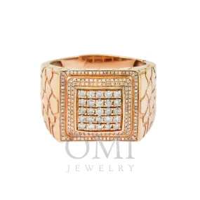 10K GOLD ROUND DIAMOND SQUARE STATEMENT RING 0.87 CT