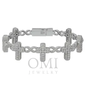 10K GOLD ROUND DIAMONDS CROSS INFINITY CHAIN BRACELET 13.29 CT