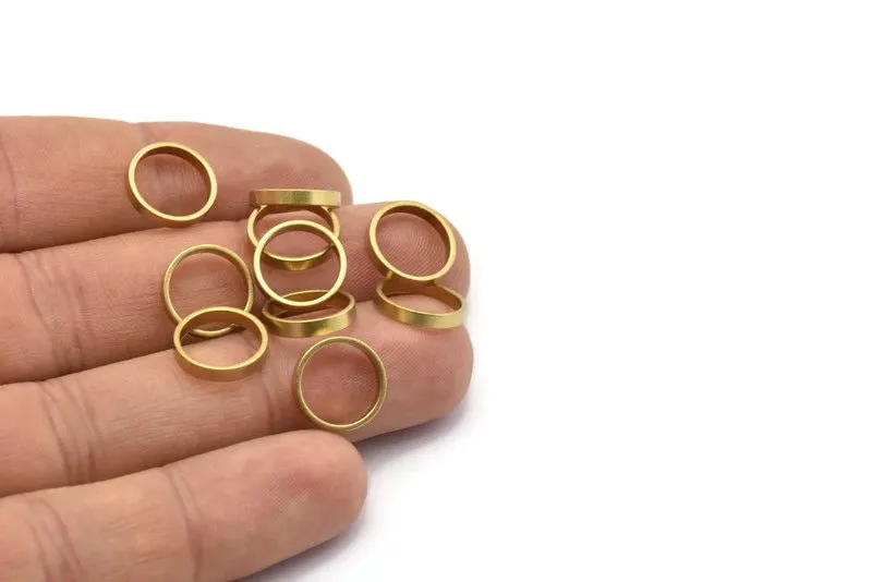 12x2mm Circle Connectors - 50 Raw Brass Circle Connectors (12x0.8x2mm) D0306