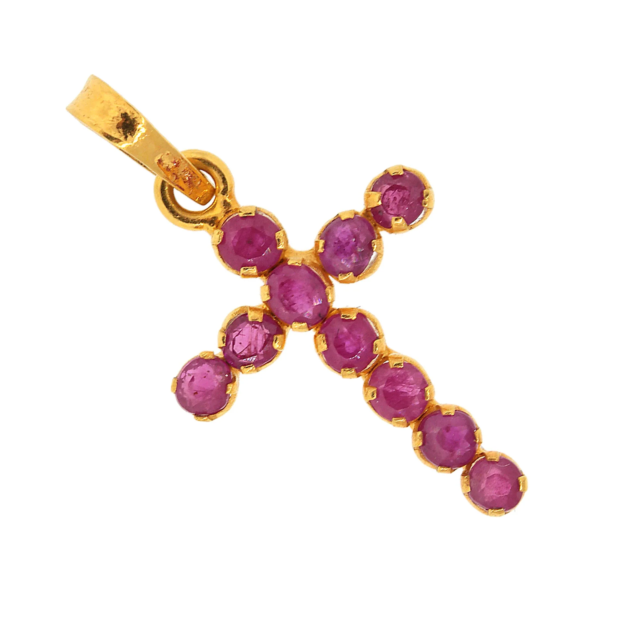 14 kt Gold Ruby Cross Pendant