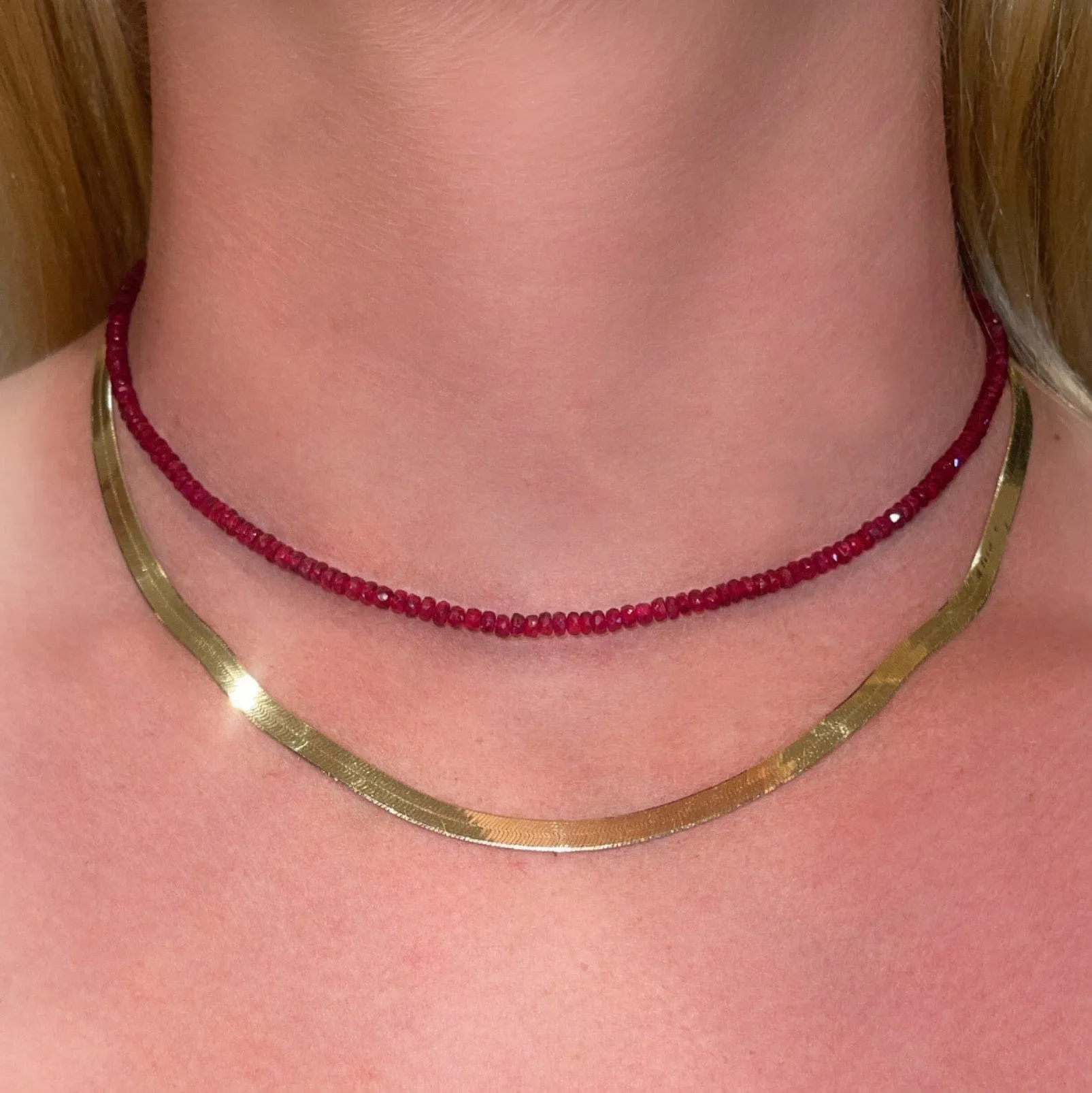 14K & 18K Gold Herringbone Chain Necklace 4.5mm