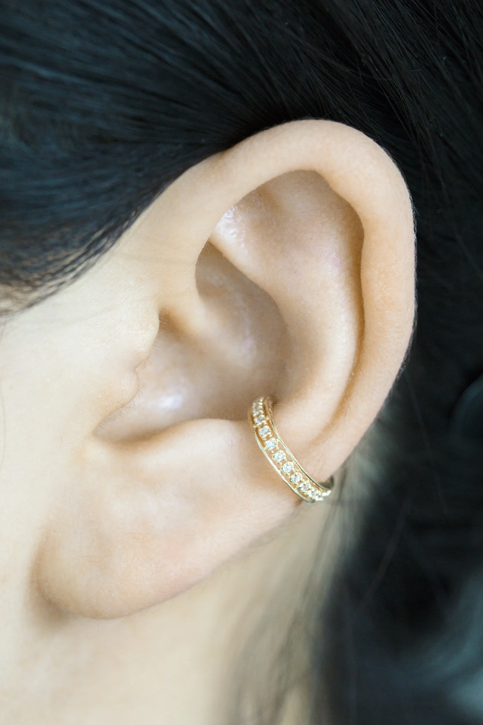 14K Gold Cz Band Inner Conch Ear Cuff  Non Pierced Ear Cuff Earring