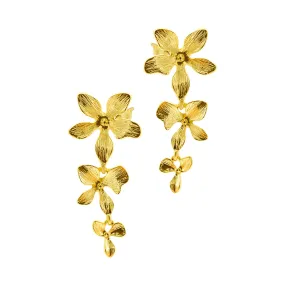 14K Gold Plated 3-Petal Drop Earrings