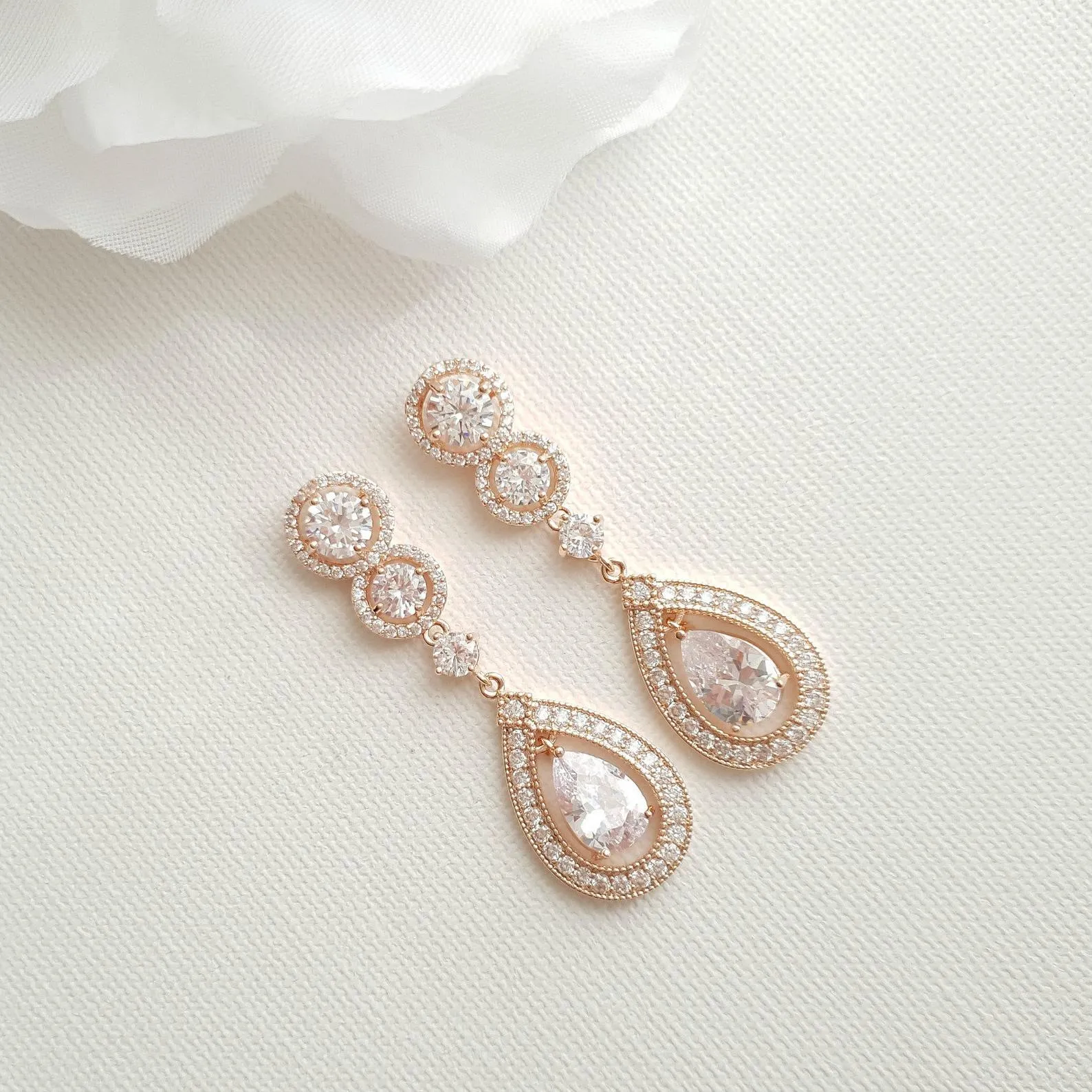 14k Gold Plated Bridal Earrings-Sarah