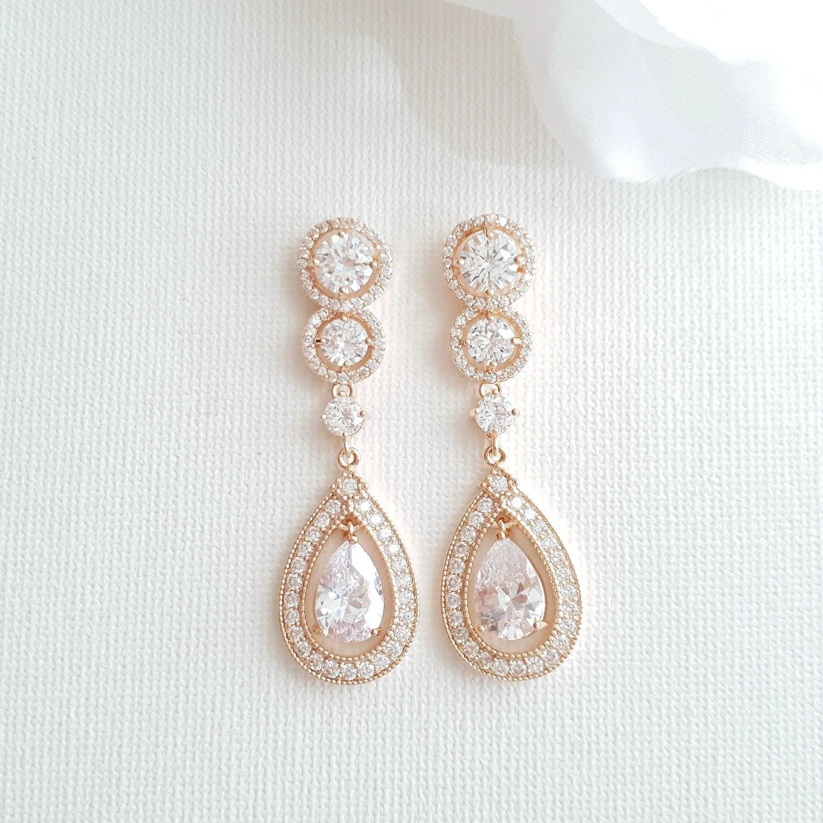 14k Gold Plated Bridal Earrings-Sarah