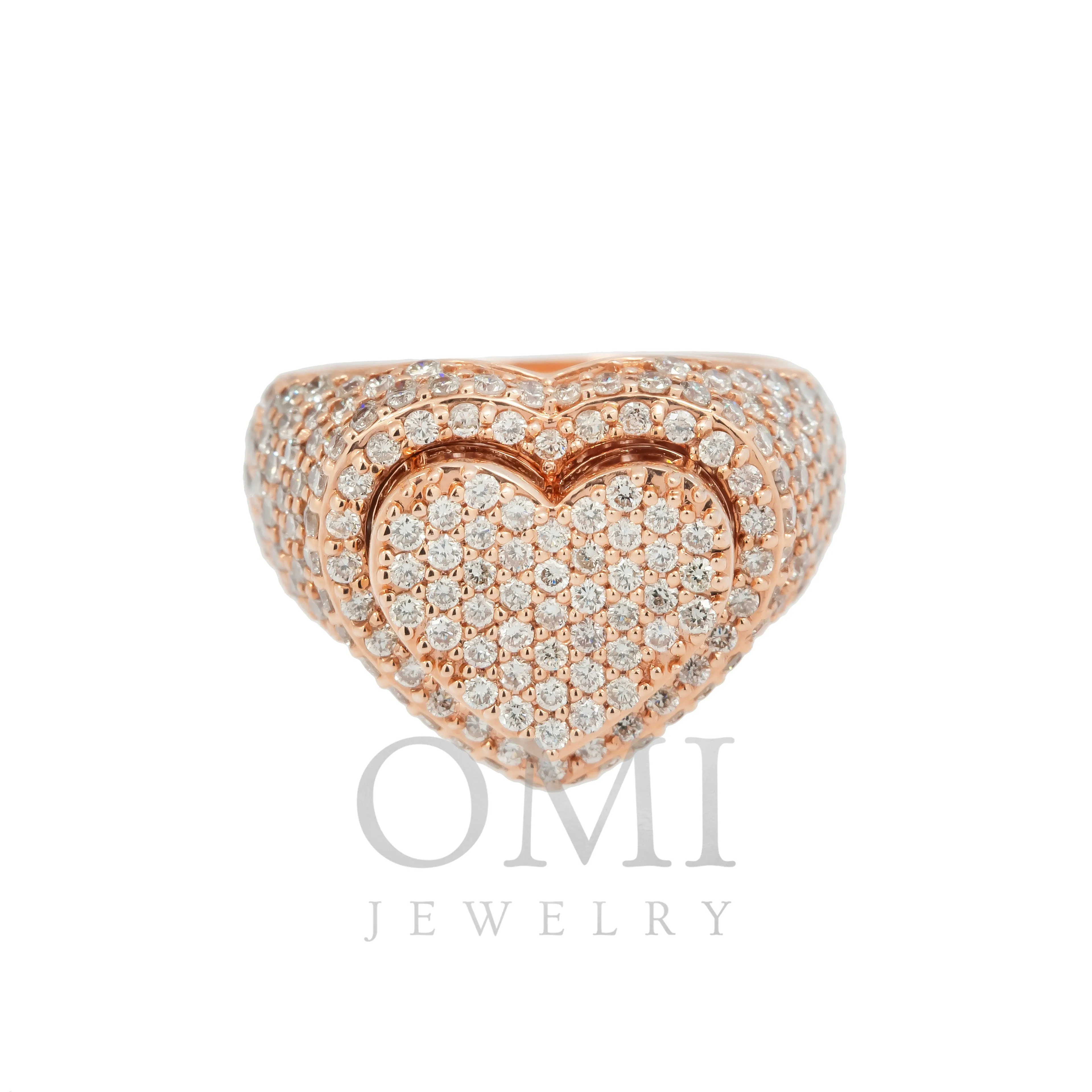 14K GOLD ROUND DIAMOND HEART RING 3.02 CT