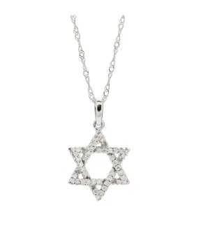 14K White Gold Diamond Star of David Pendant