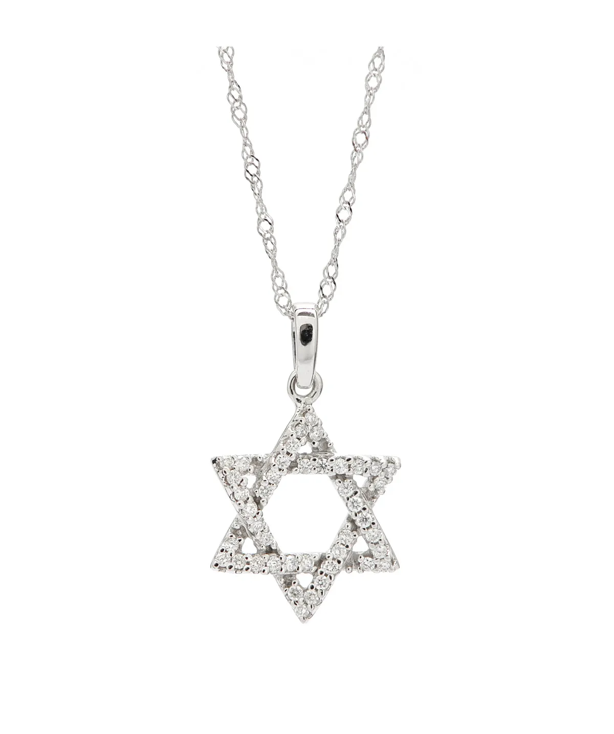 14K White Gold Diamond Star of David Pendant