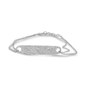 14K WHITE GOLD PAVE DIAMOND ID PLATE BRACELET 0.52CTW