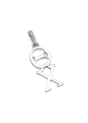 14k White Gold Theta Chi Lavaliere