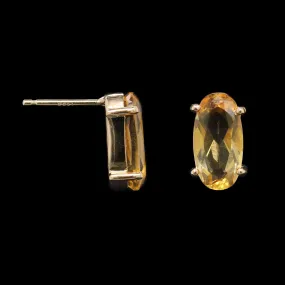 14K Yellow Gold Estate Citrine Stud Earrings