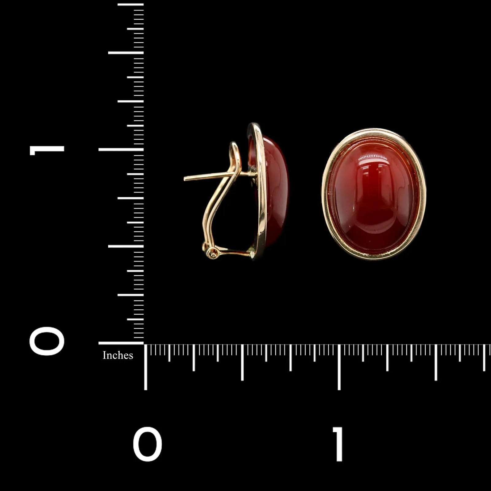 14K Yellow Gold Estate Sardonyx Stud Earrings