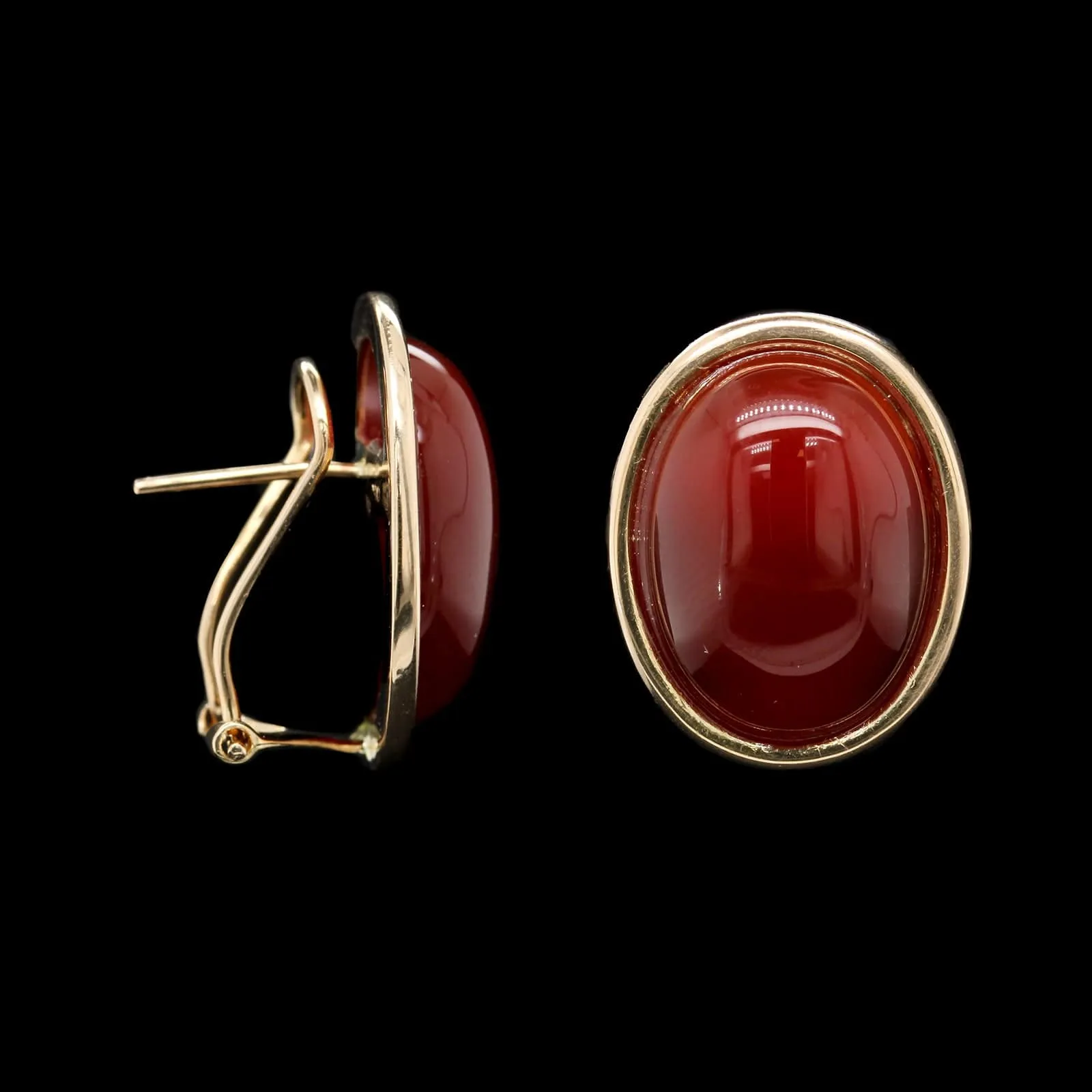 14K Yellow Gold Estate Sardonyx Stud Earrings