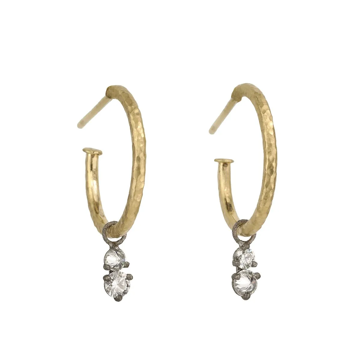 18 Karat Gold Large Hammered Hoop Earrings