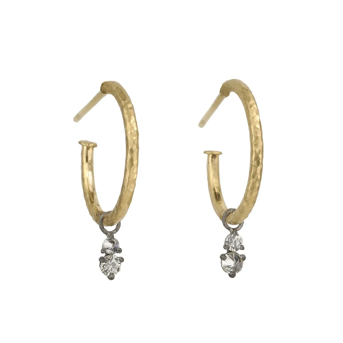 18 Karat Gold Large Hammered Hoop Earrings