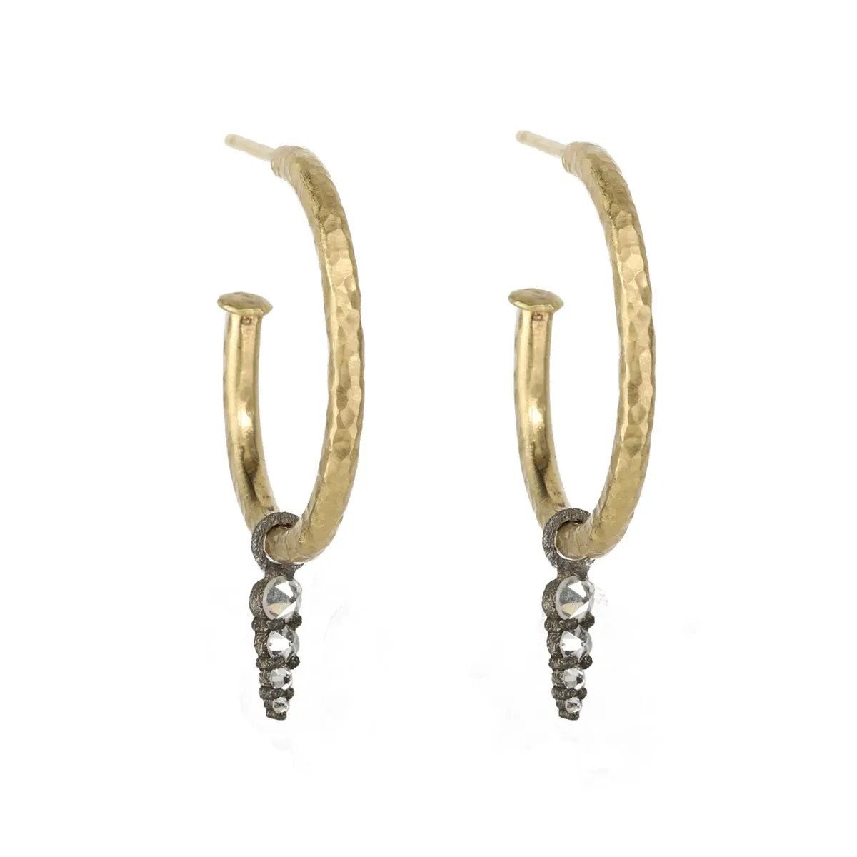 18 Karat Gold Large Hammered Hoop Earrings