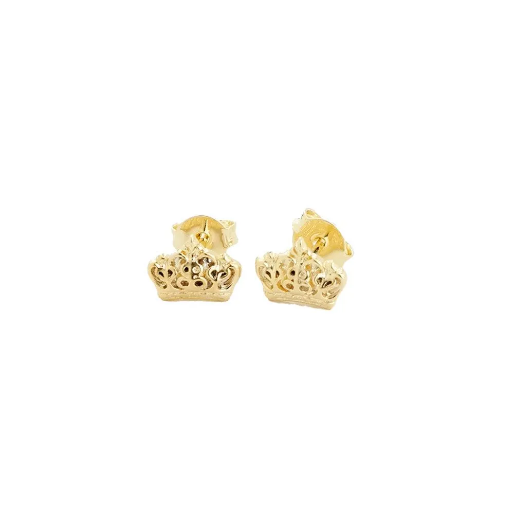 18k Gold Filled Crown Stud Earrings