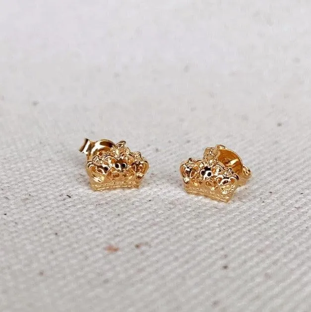 18k Gold Filled Crown Stud Earrings