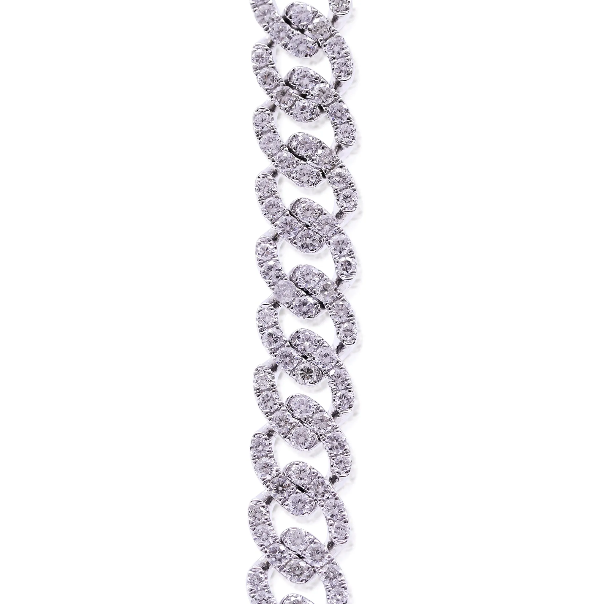 18K WHITE GOLD PAVE DIAMOND CURB BRACELET - 5.61CTW