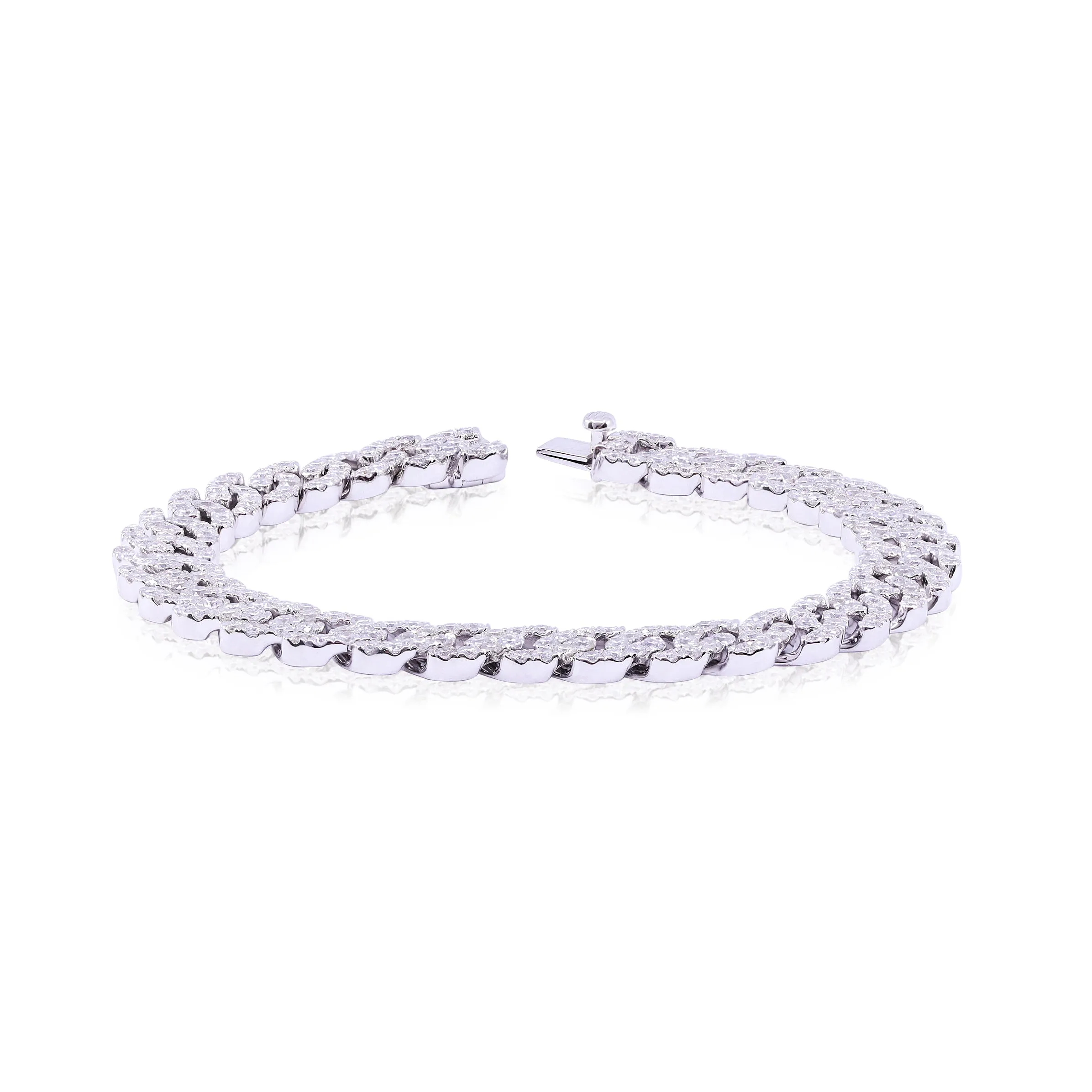 18K WHITE GOLD PAVE DIAMOND CURB BRACELET - 5.61CTW