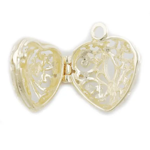 19*19 MM 14K Gold Filigree Heart Brass Cage Pendant ,Sold 20 PCS Per Pkg