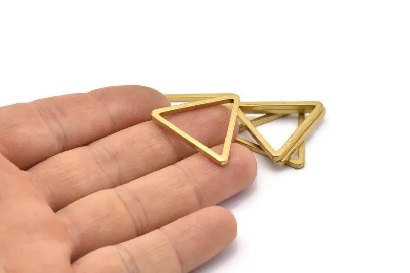 28mm Triangle Charm - 12 Raw Brass Triangle Charms (28x2mm) D013