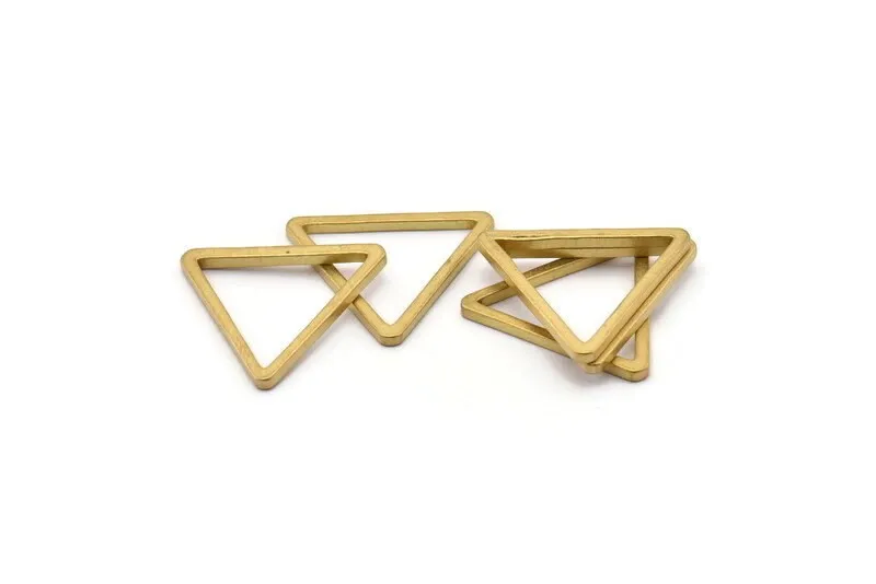 28mm Triangle Charm - 12 Raw Brass Triangle Charms (28x2mm) D013