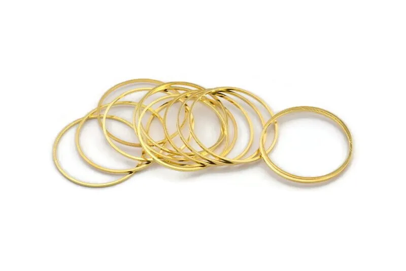 30mm Circle Connector, 24 Gold Tone Brass Circle Connectors (30x1mm) D1433