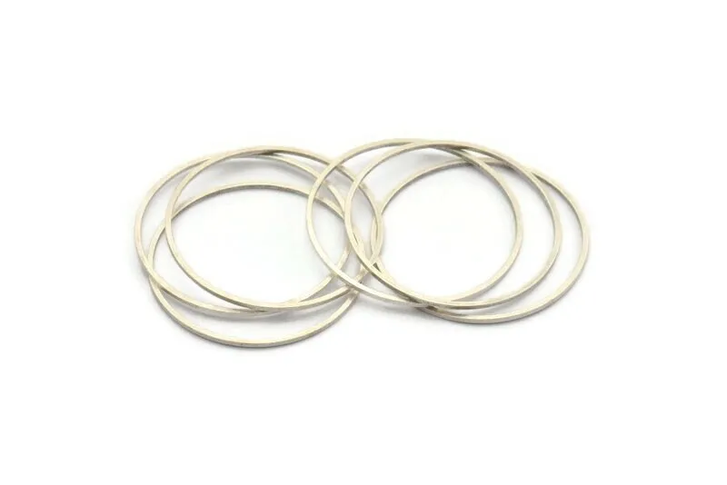 37mm Circle Connectors, 12 Antique Silver Plated Brass Circle Connectors (37x1x1mm) A4066