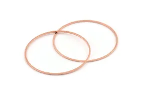 45mm Circle Connector, 12 Rose Gold Tone Brass Circle Connectors (45x1x1mm) D1601