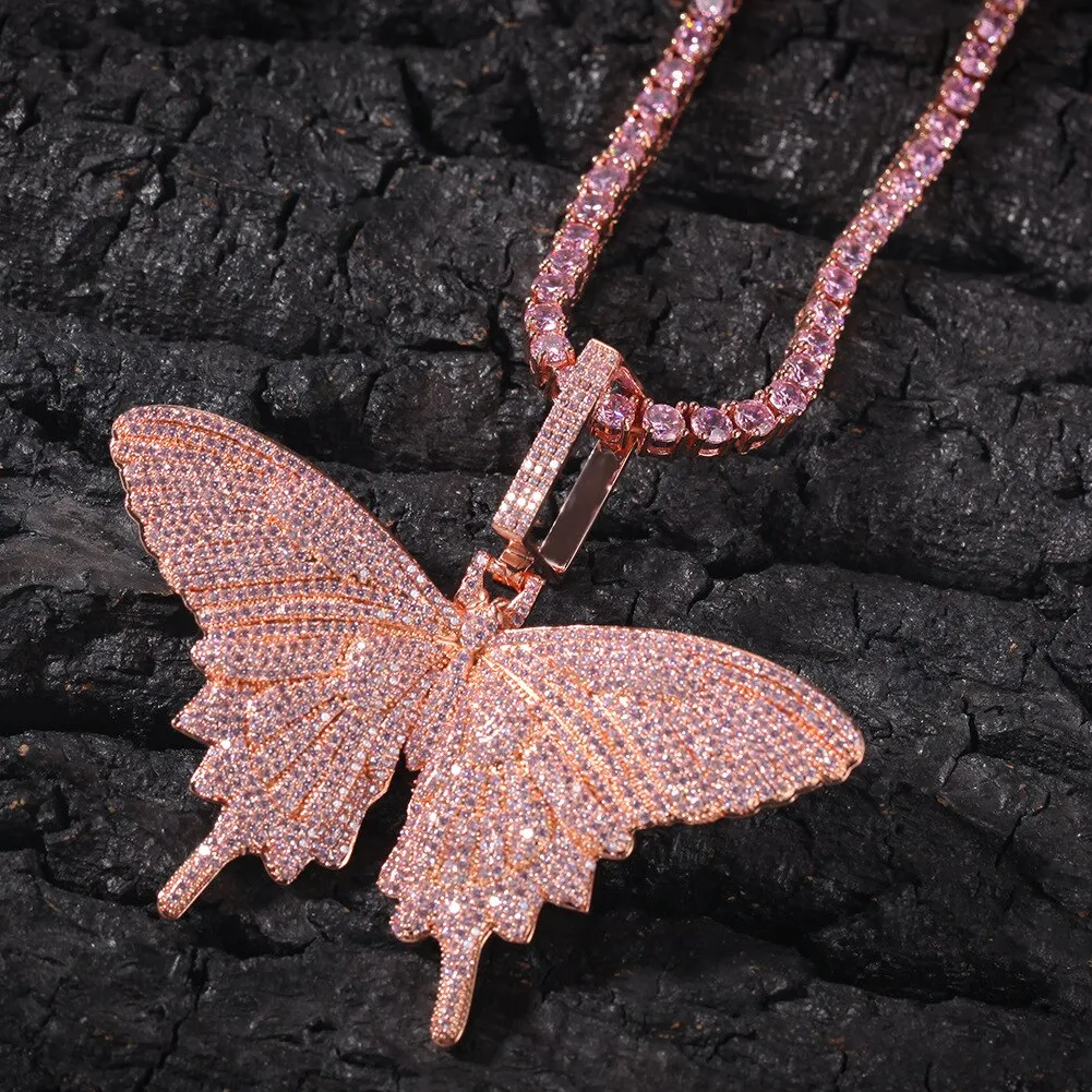 4mm Tennis Chain Butterfly Necklace- Necklaces For Women-Butterfly Pendant Necklace