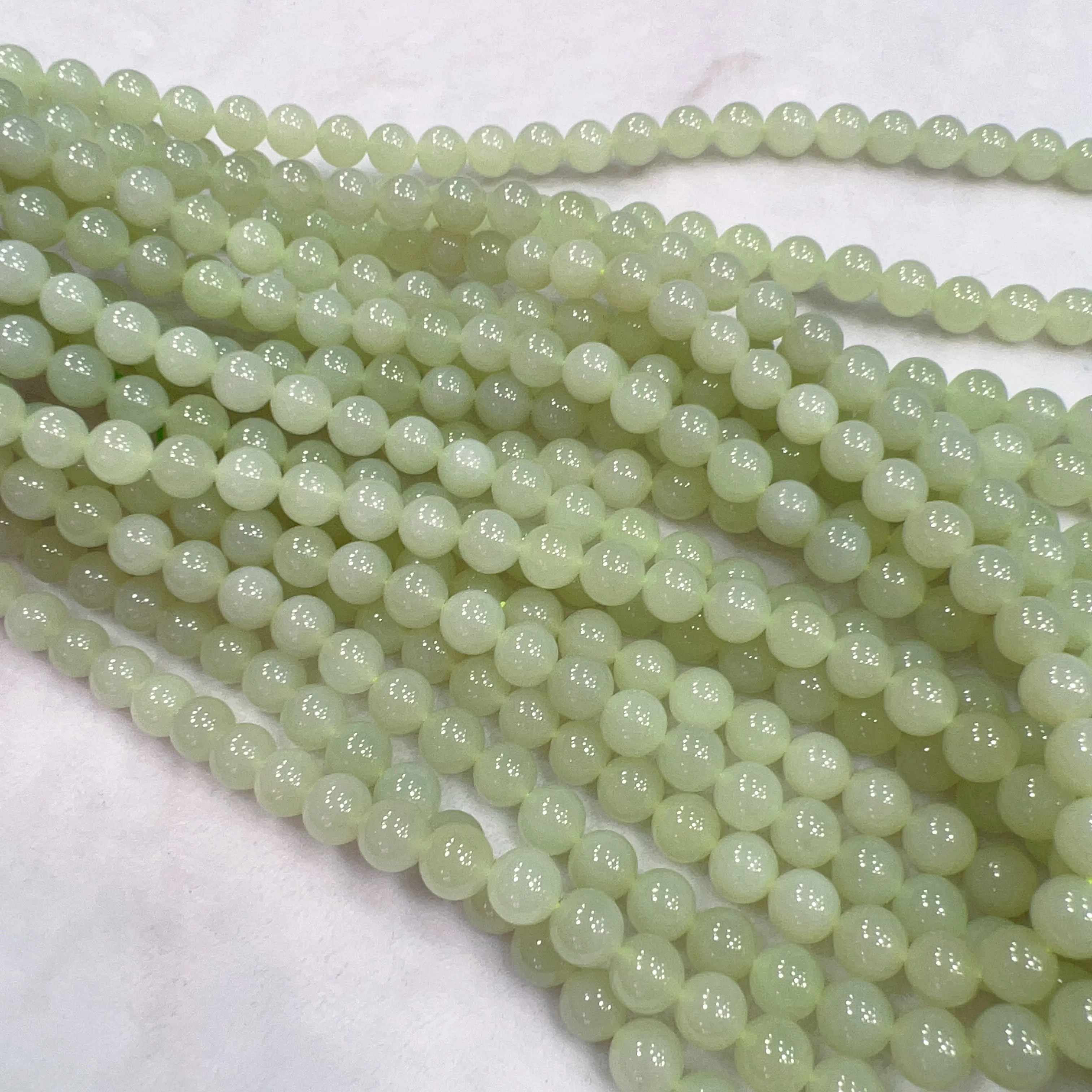 8mm Natural Light Green Nephrite Round Bead Necklace Strands for DIY Jewelry Projects