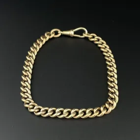 Antique Rolled Gold Curb Link Watch Chain Bracelet