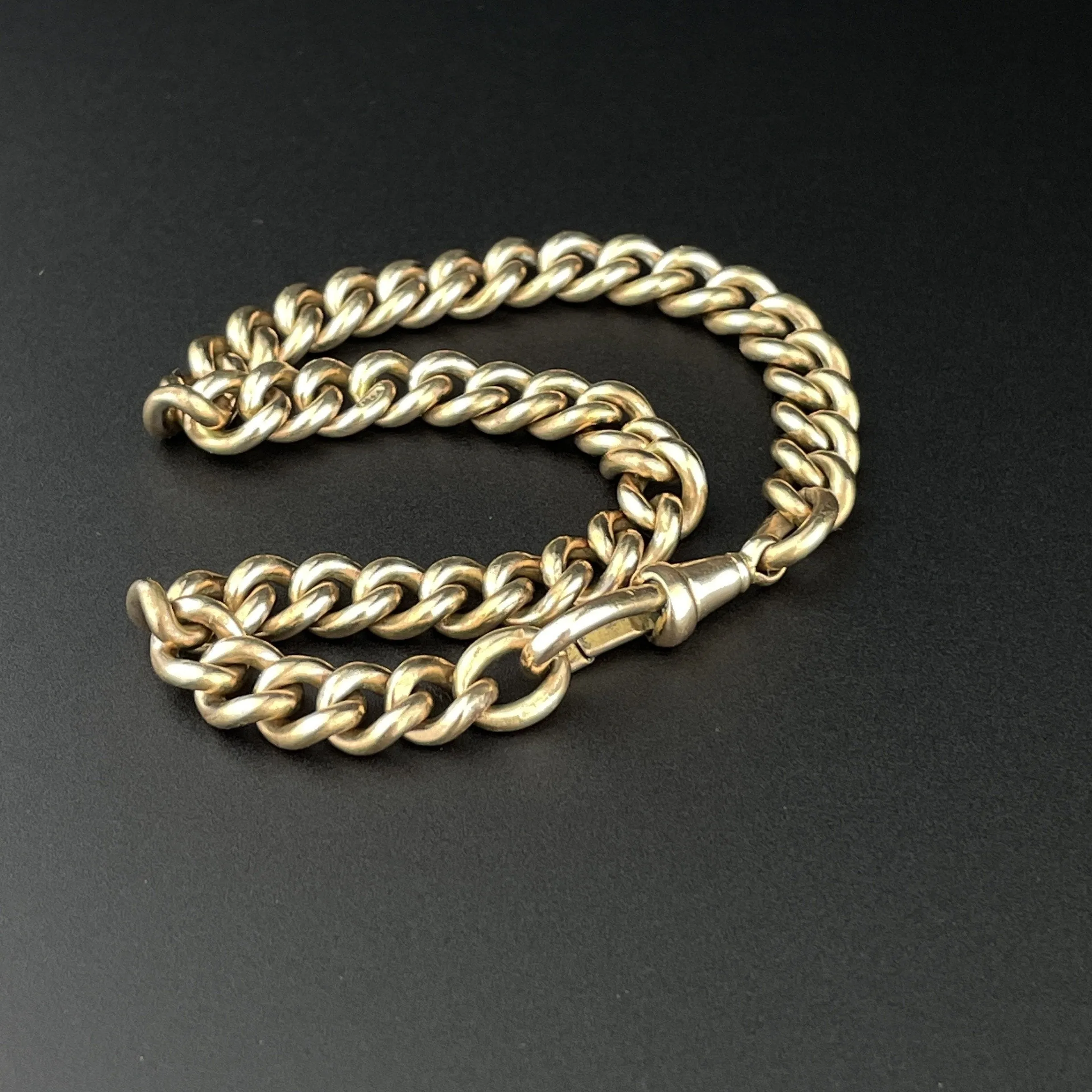 Antique Rolled Gold Curb Link Watch Chain Bracelet