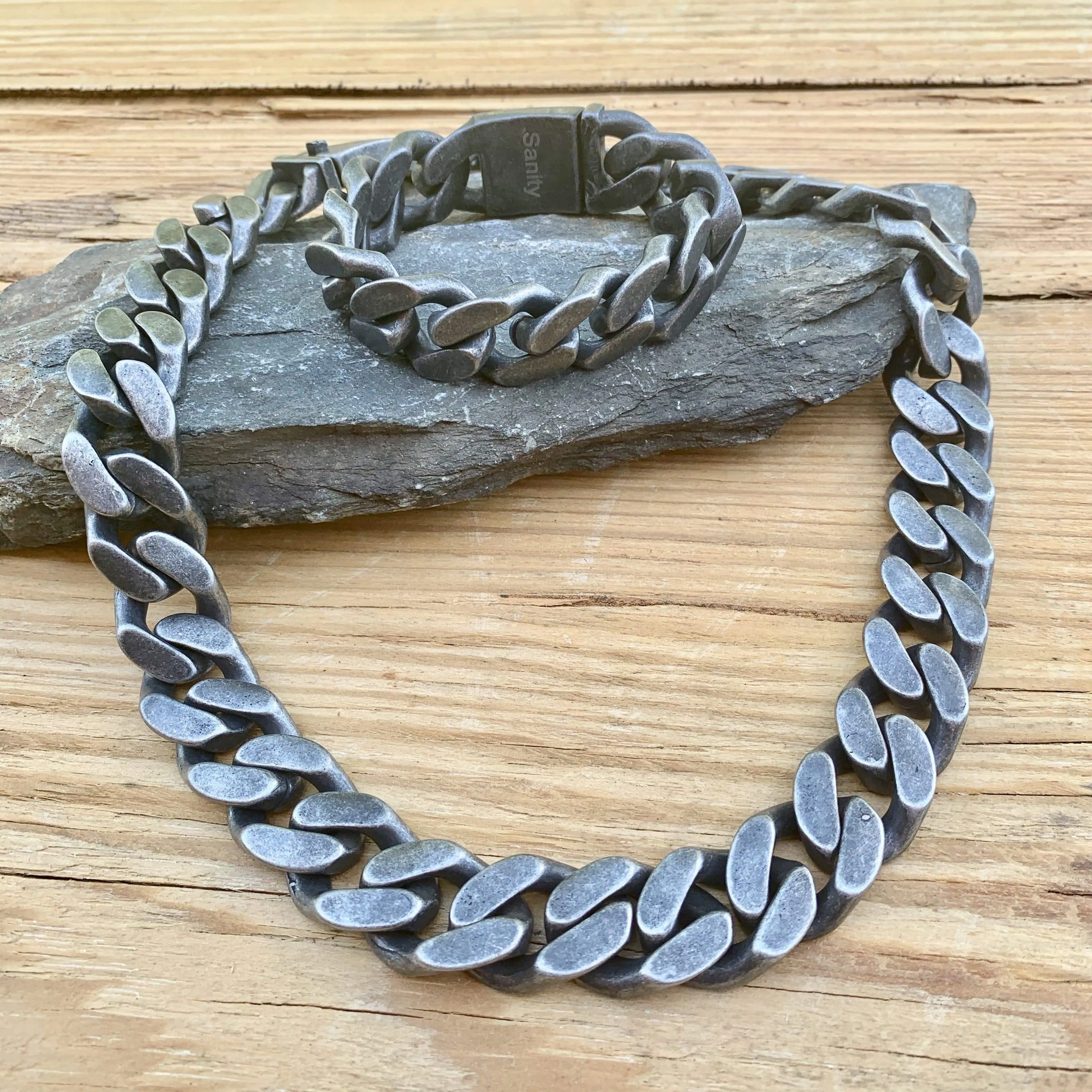 Bagger Necklace - EASY BIKER - Galvanized - 3/4 Inch wide #1122N(Bracelet not included)