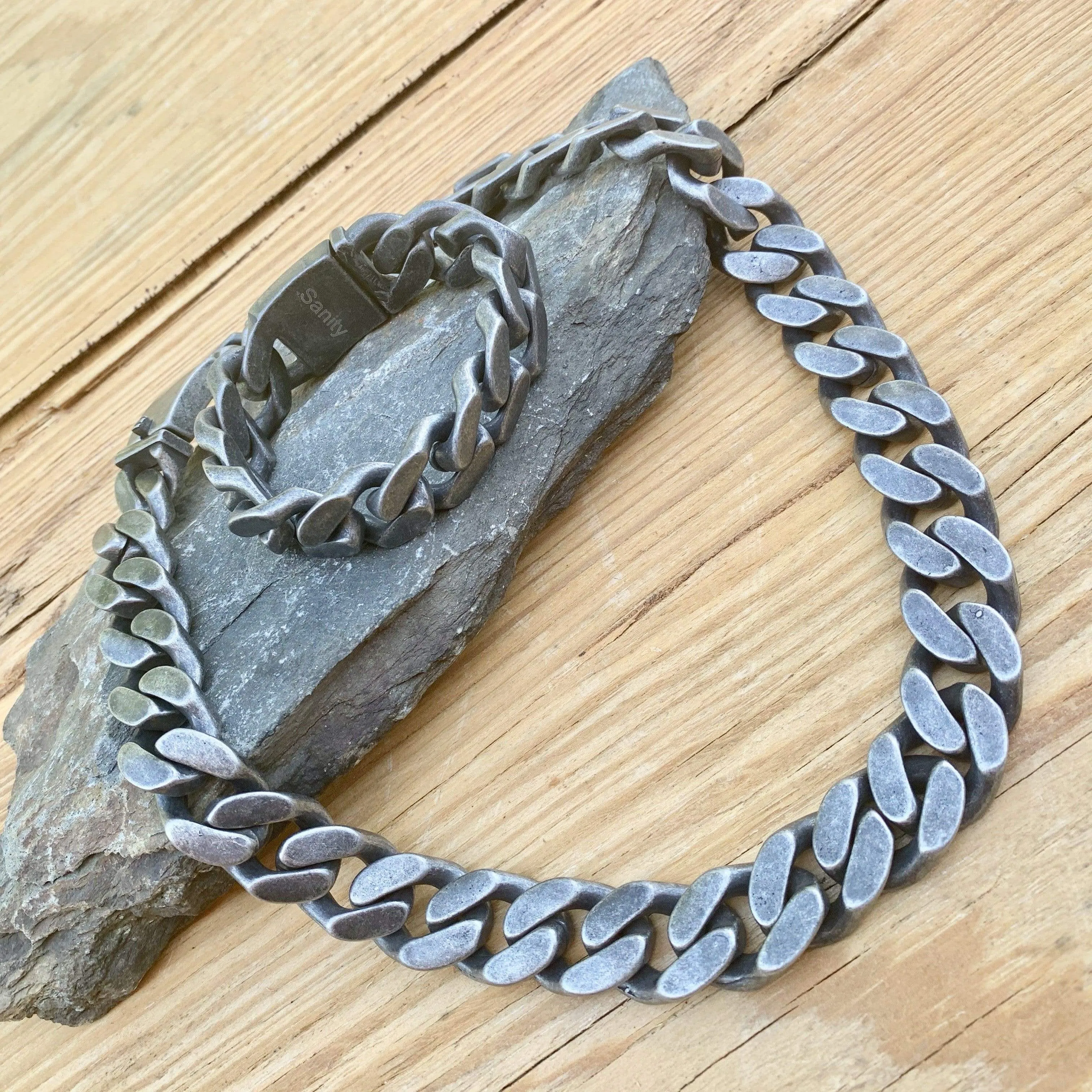 Bagger Necklace - EASY BIKER - Galvanized - 3/4 Inch wide #1122N(Bracelet not included)