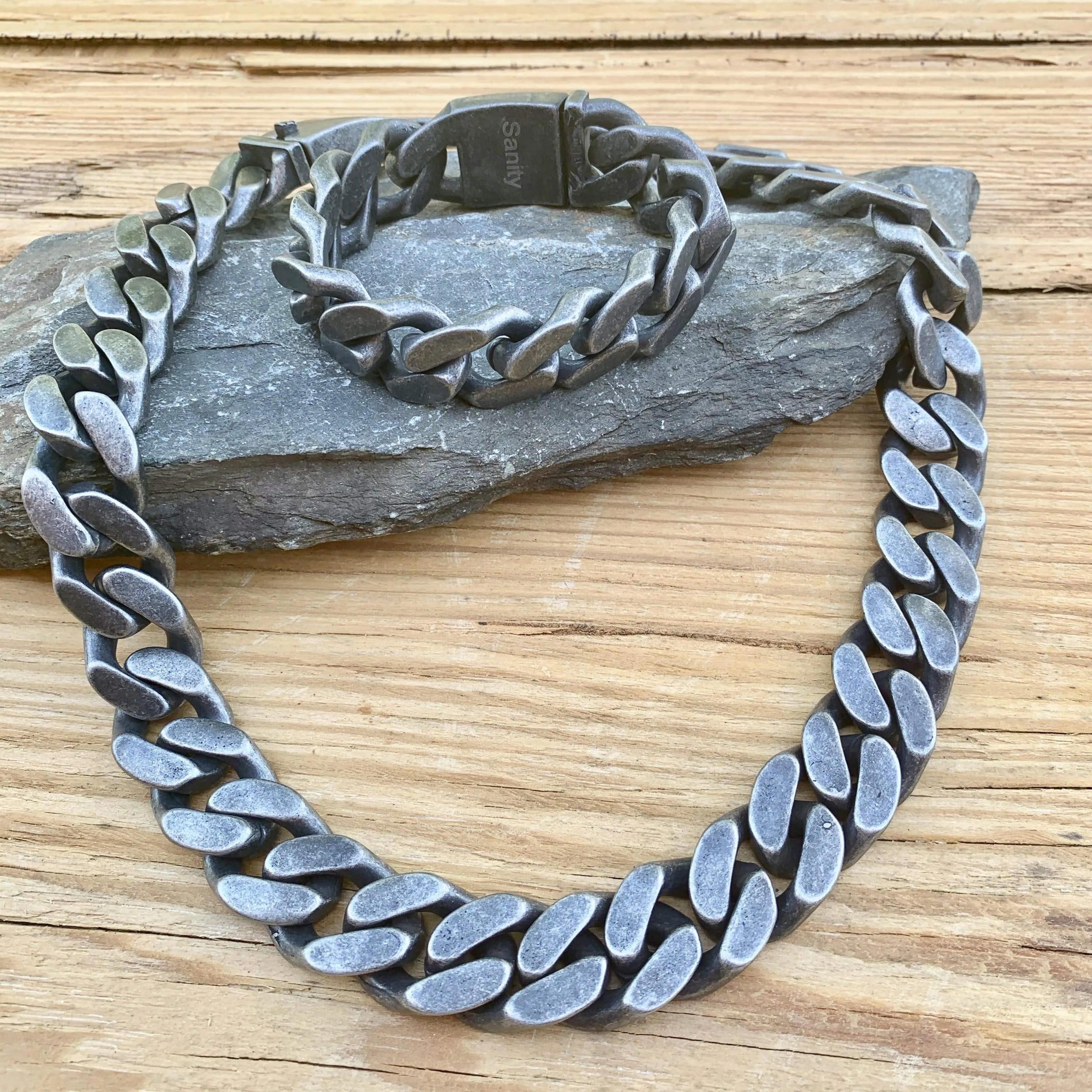 Bagger Necklace - EASY BIKER - Galvanized - 3/4 Inch wide #1122N(Bracelet not included)