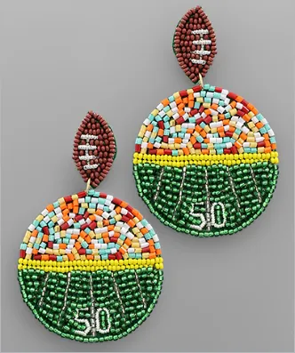 Beaded Stadium Earring in green/multi