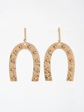 Belle Boho Hammered Studded Horseshoe Drop Earrings