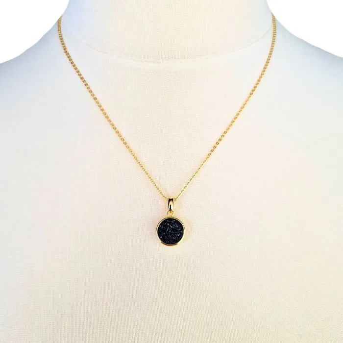 Black Druzy Agate Necklace