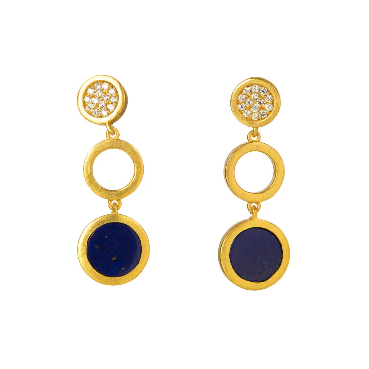 Bold & Blue Lapis Cz Coin Drop Danglers