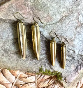 Brass Okra Earrings