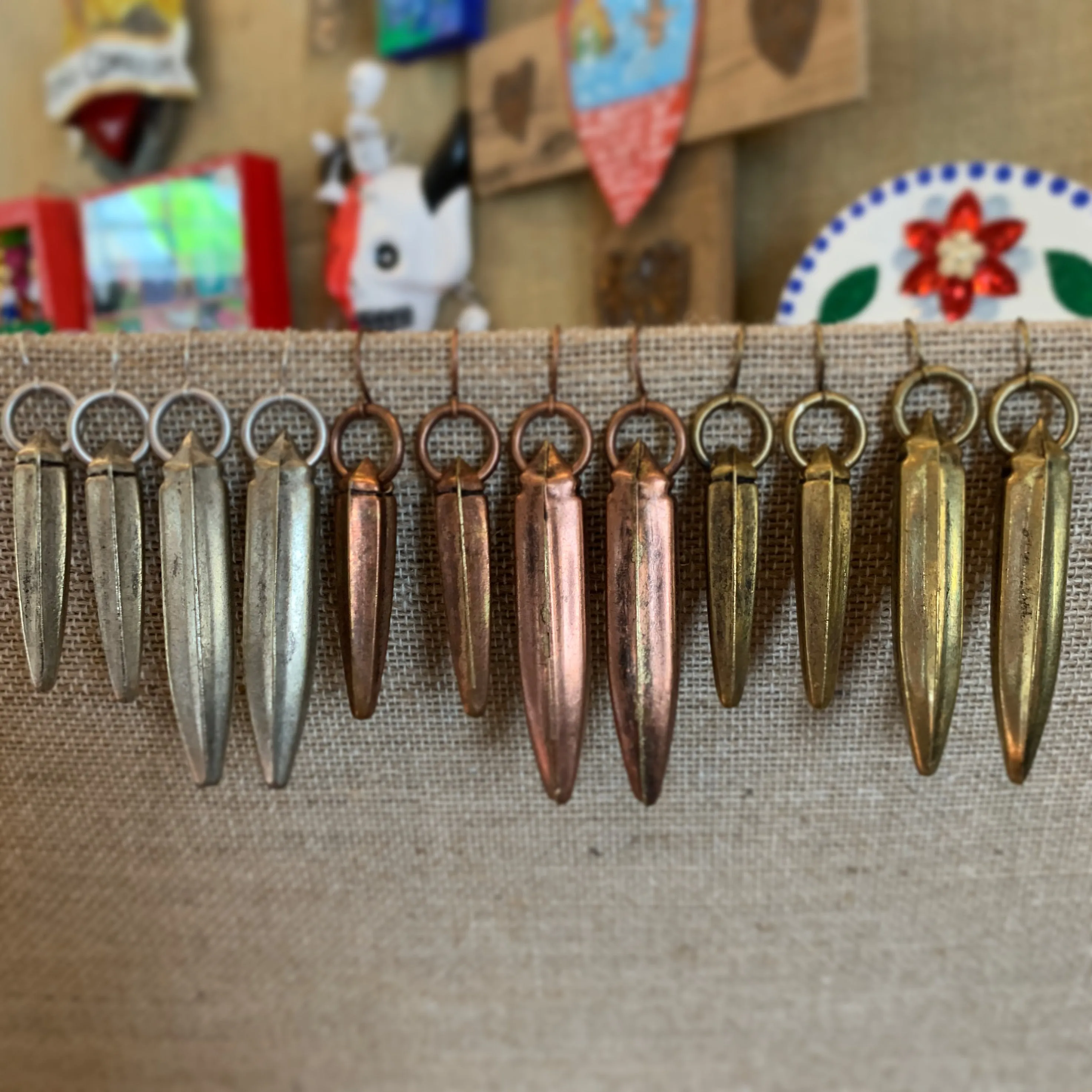 Brass Okra Earrings