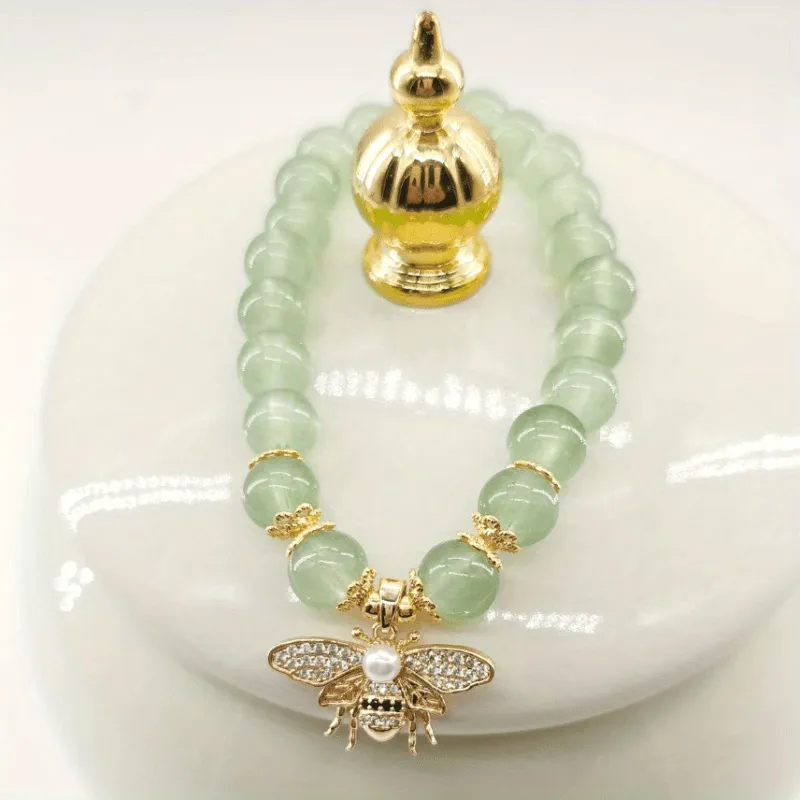 Bring Good Luck with Elegant Chinese Style Beaded Bracelet and Flower Pendant Hand Jewelry for Women and Girls