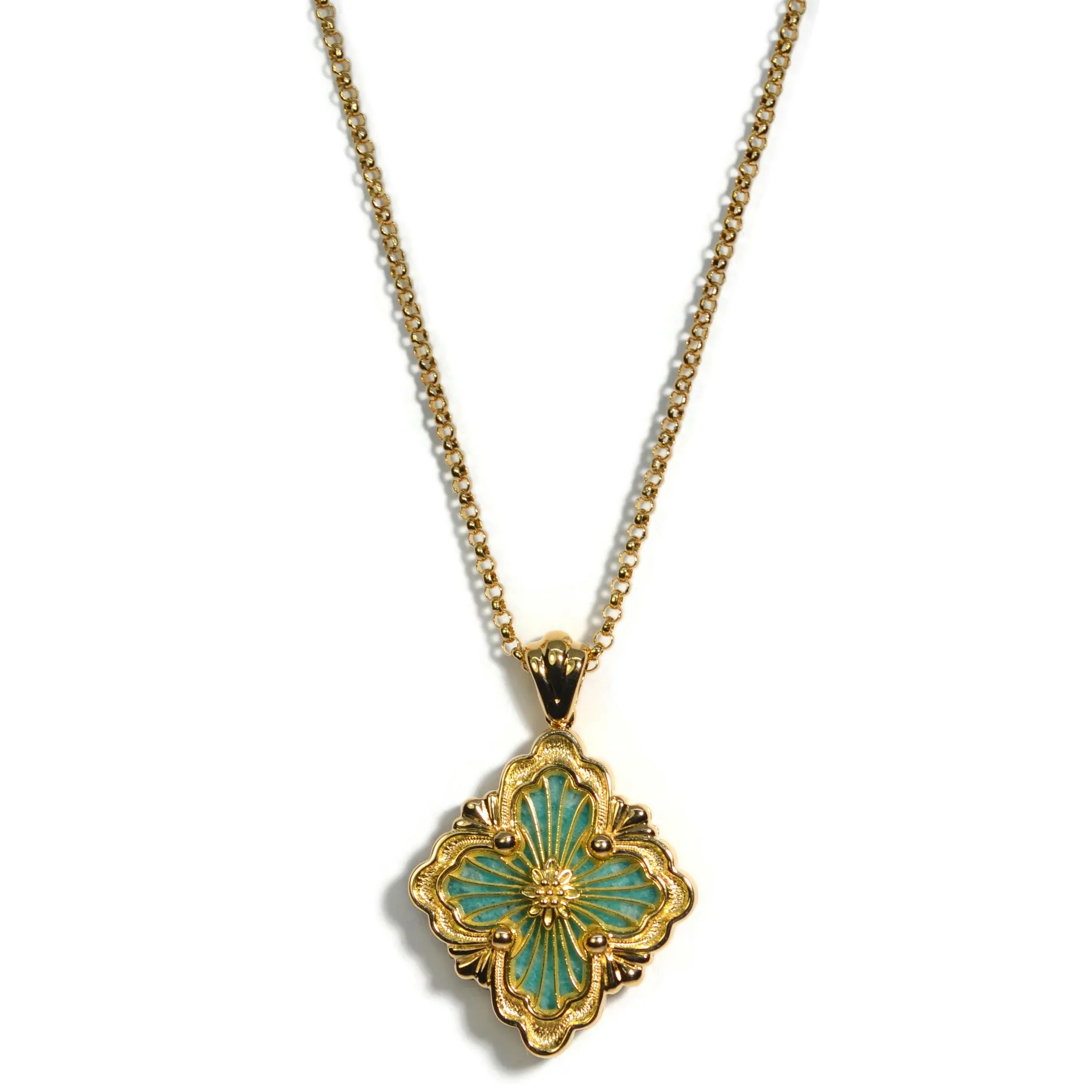 Buccellati - Opera Tulle - Pendant Necklace, 18k Yellow Gold with Amazonite