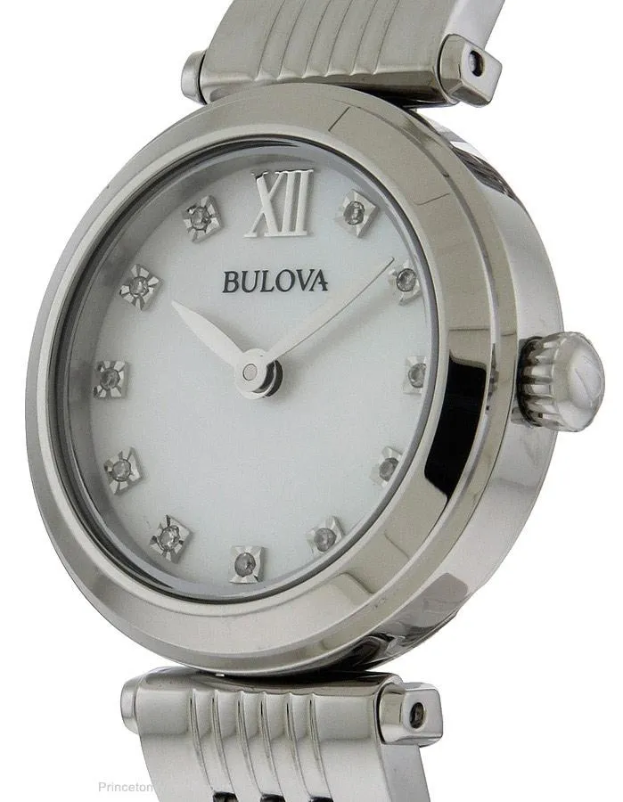 Bulova Womens Diamond Dress Watch - Mother of Pearl - Stainless Steel Bracelet