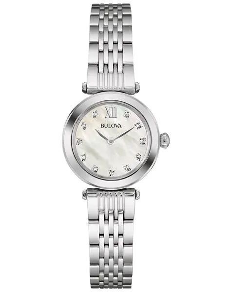 Bulova Womens Diamond Dress Watch - Mother of Pearl - Stainless Steel Bracelet