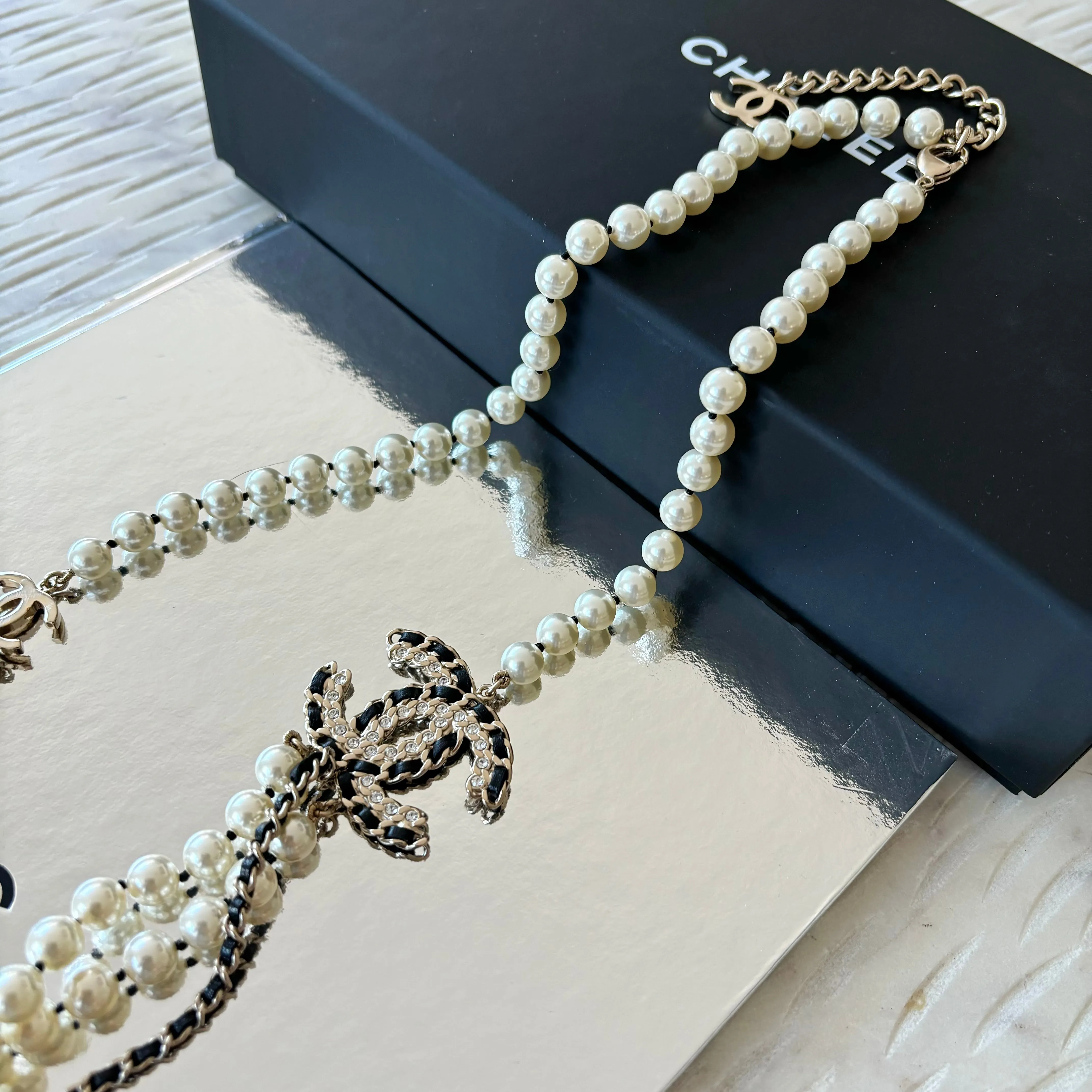 Chanel Long Pearl CC Necklace